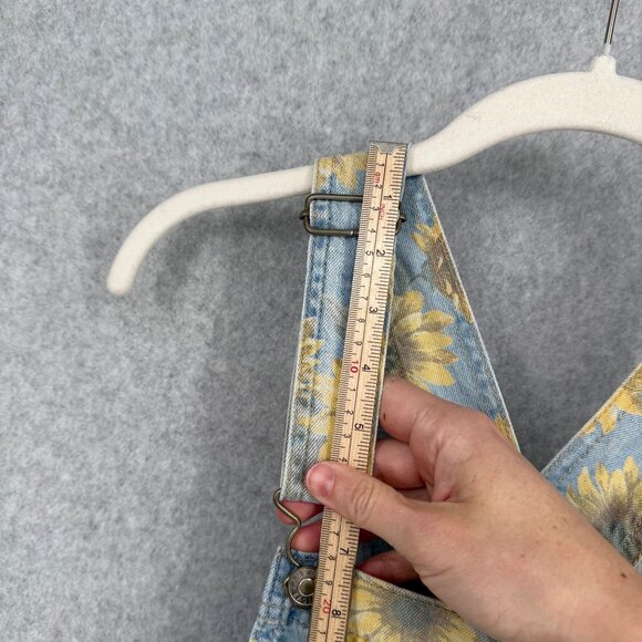 American Eagle Skirt All Overalls Size S Blue Yellow Sunflower Denim Cottage - Picture 10 of 12